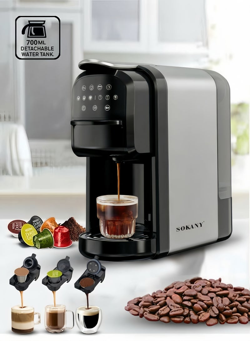 سوكاني ماكينة تحضير قهوة إسبريسو 3 في 1 متعددة الكبسولات 700 ml 1400 W أسود - Image 1